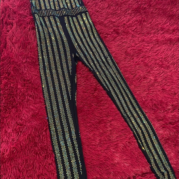 Rust of your tongue bedazzled jumpsuit black and green size Medium Brand NWT - Picture 3 of 17